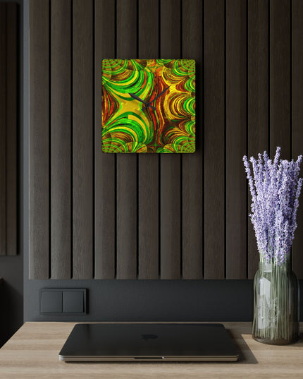 Uzi Spiral Beta Acrylic Wall Clock, Round or Square, 10.75" x 10.75"