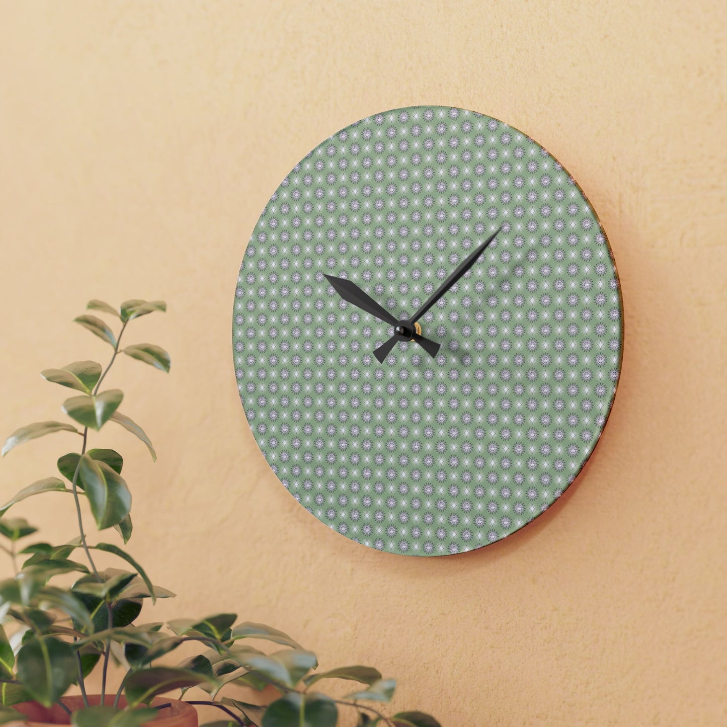 Olive Star-crossed Bodies Acrylic Wall Clock, Round or Square, 10.75" x 10.75"