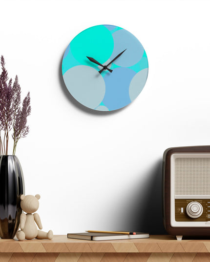Pastel Tan and Tif Patches Acrylic Wall Clock, Round or Square, 10.75" x 10.75"