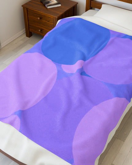Pastel Purple Family Patches Velveteen Plush Blanket, 50" x 60"