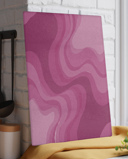 Pinky Mauve Wavey Glass Cutting Board, 11" x 15"