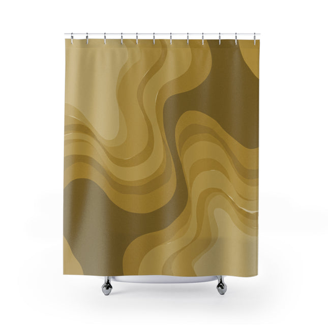 Brown Wavey Shower Curtains, 71" x 74"