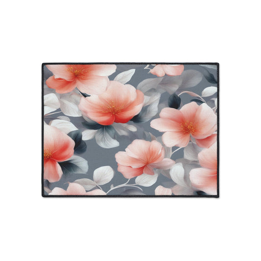 Red Blossom Floral Bunch Heavy Duty Floor Mat, 18" x 24"