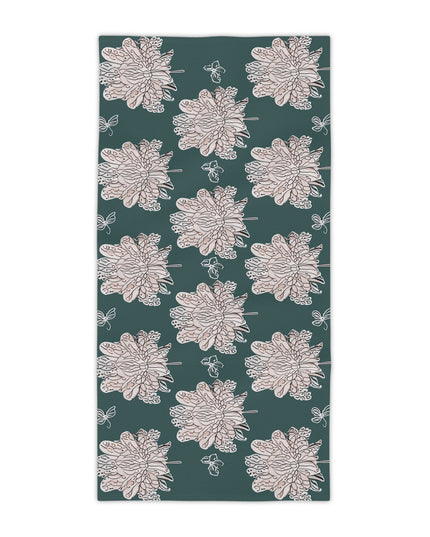 Soft White Floral Butterflies Beach Towel, 30" x 60"