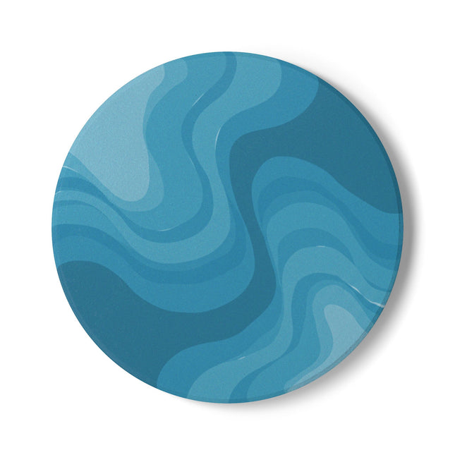Sky Blue Wavey 4" x 4" Round Ceramic Coaster