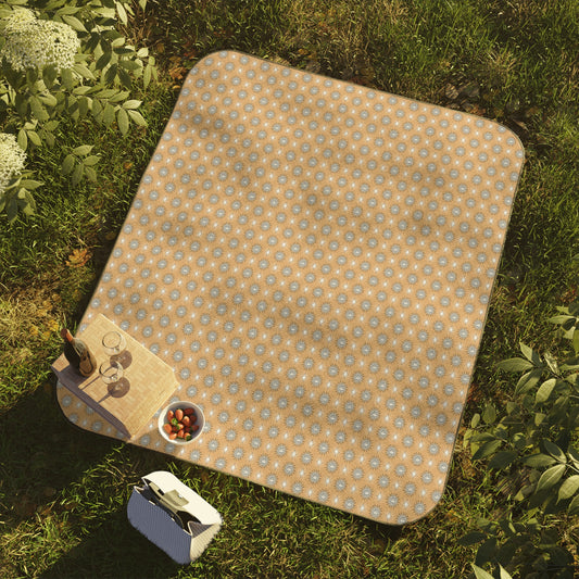 Tan Sunset Star-crossed Bodies Picnic Blanket, 61" × 51"