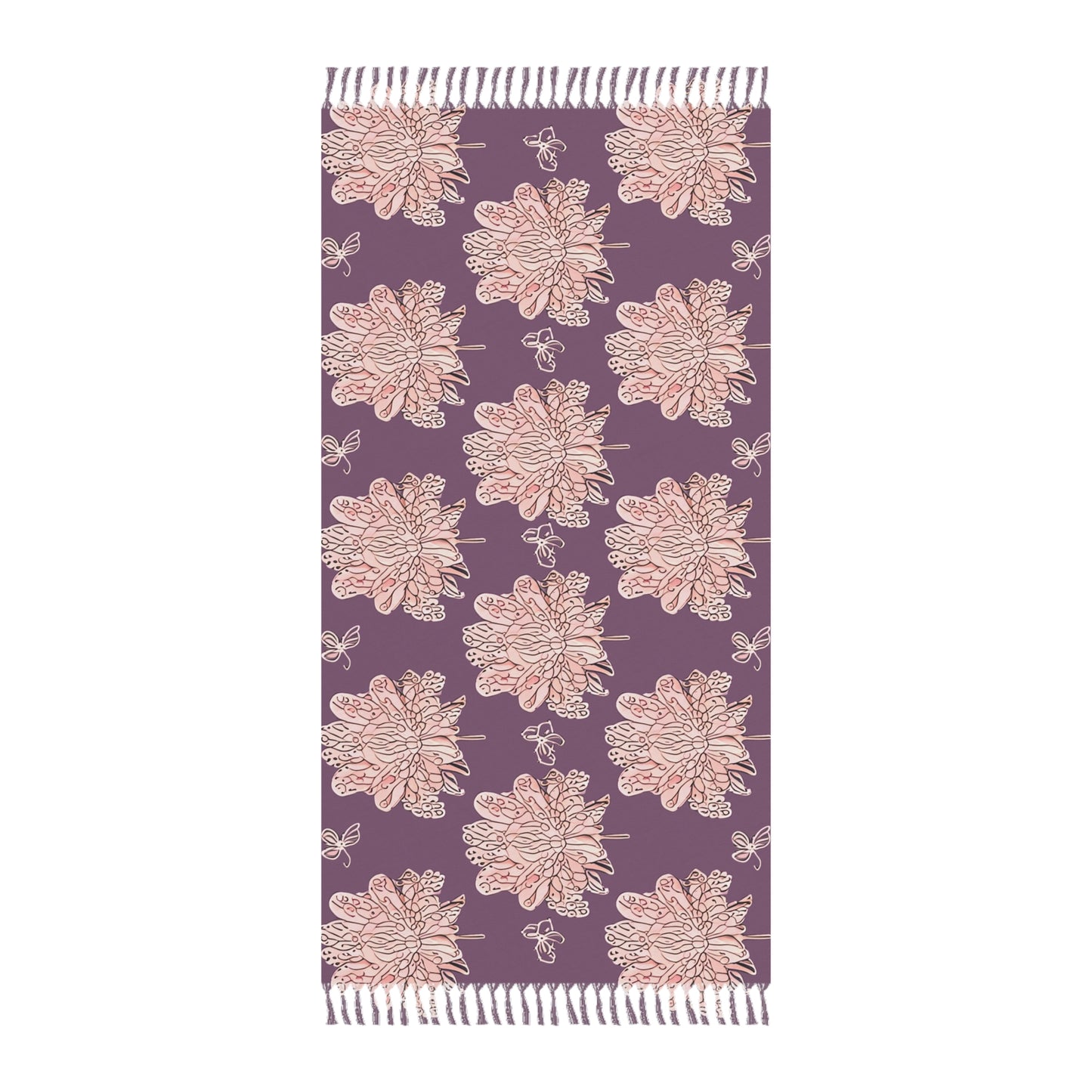 Pink Floral Butterflies 38" × 81" Boho Beach Cloth