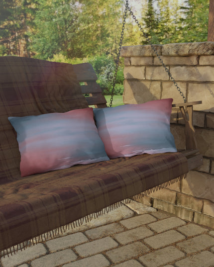 Gray Sea Pink Fog 20" x 14" Outdoor Pillow