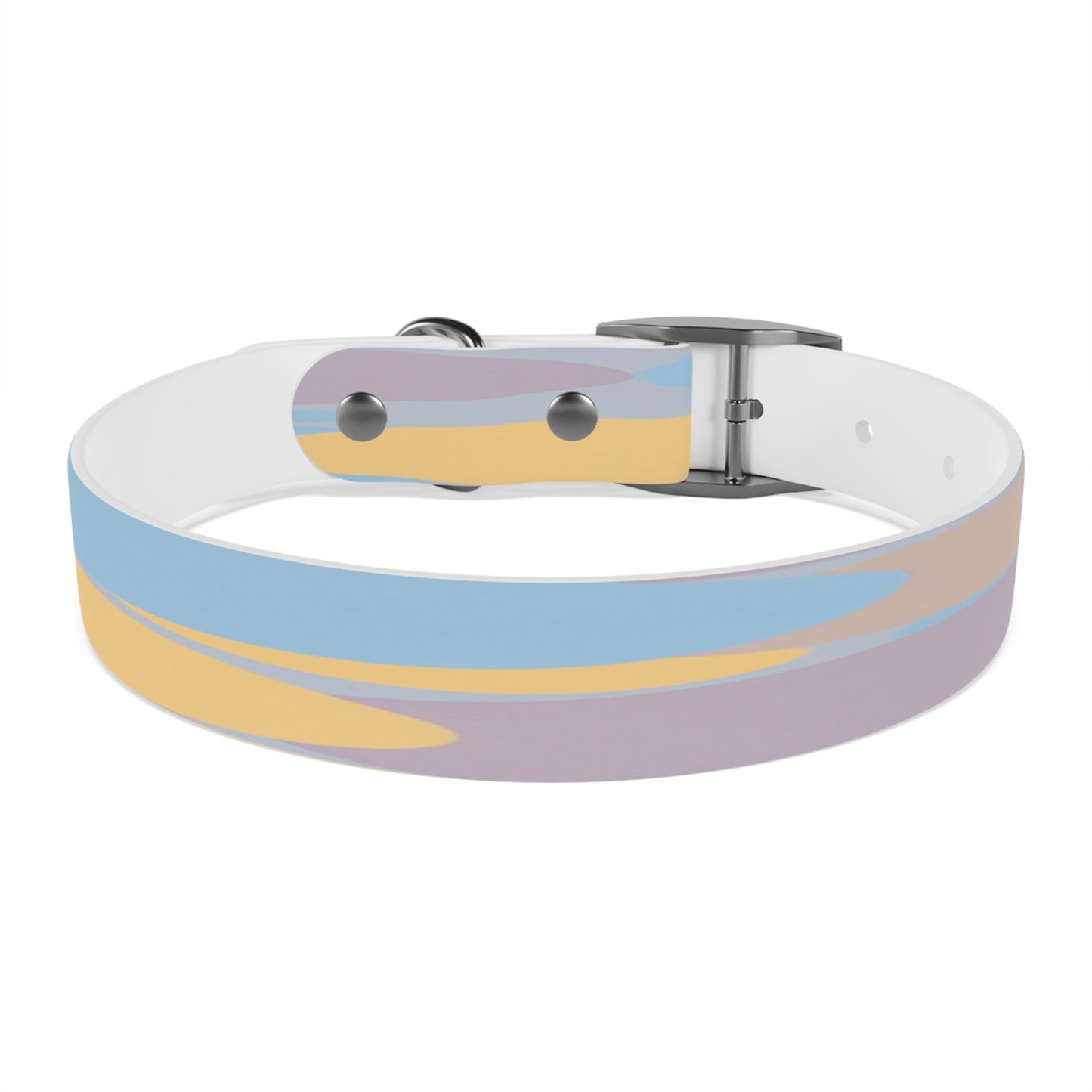 Pastel Baby Blue and Peach Patches Medium Dog Collar