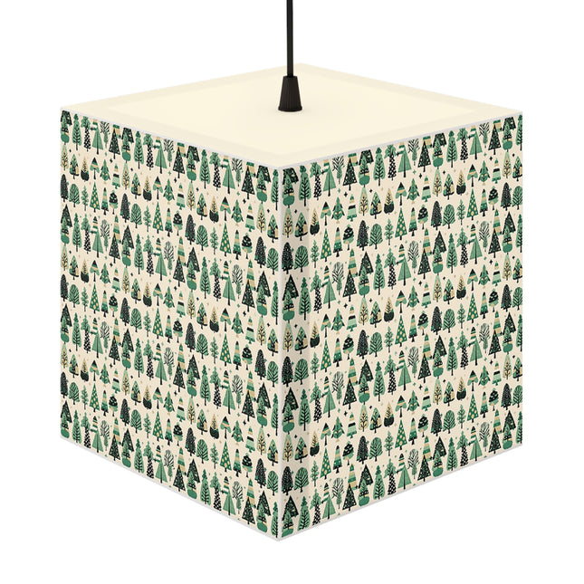 Mini Vintage Green Trees 7.6" × 7.6" × 7.6" Light Cube Lamp