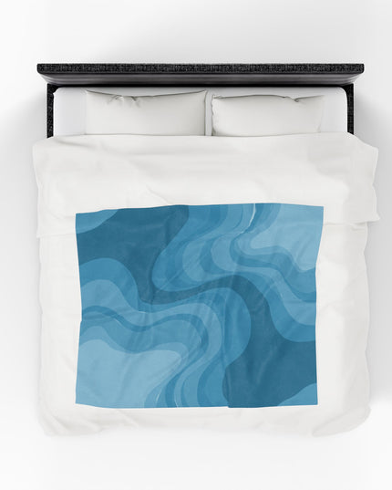 Sky Blue Wavey Velveteen Plush Blanket, 50" x 60"