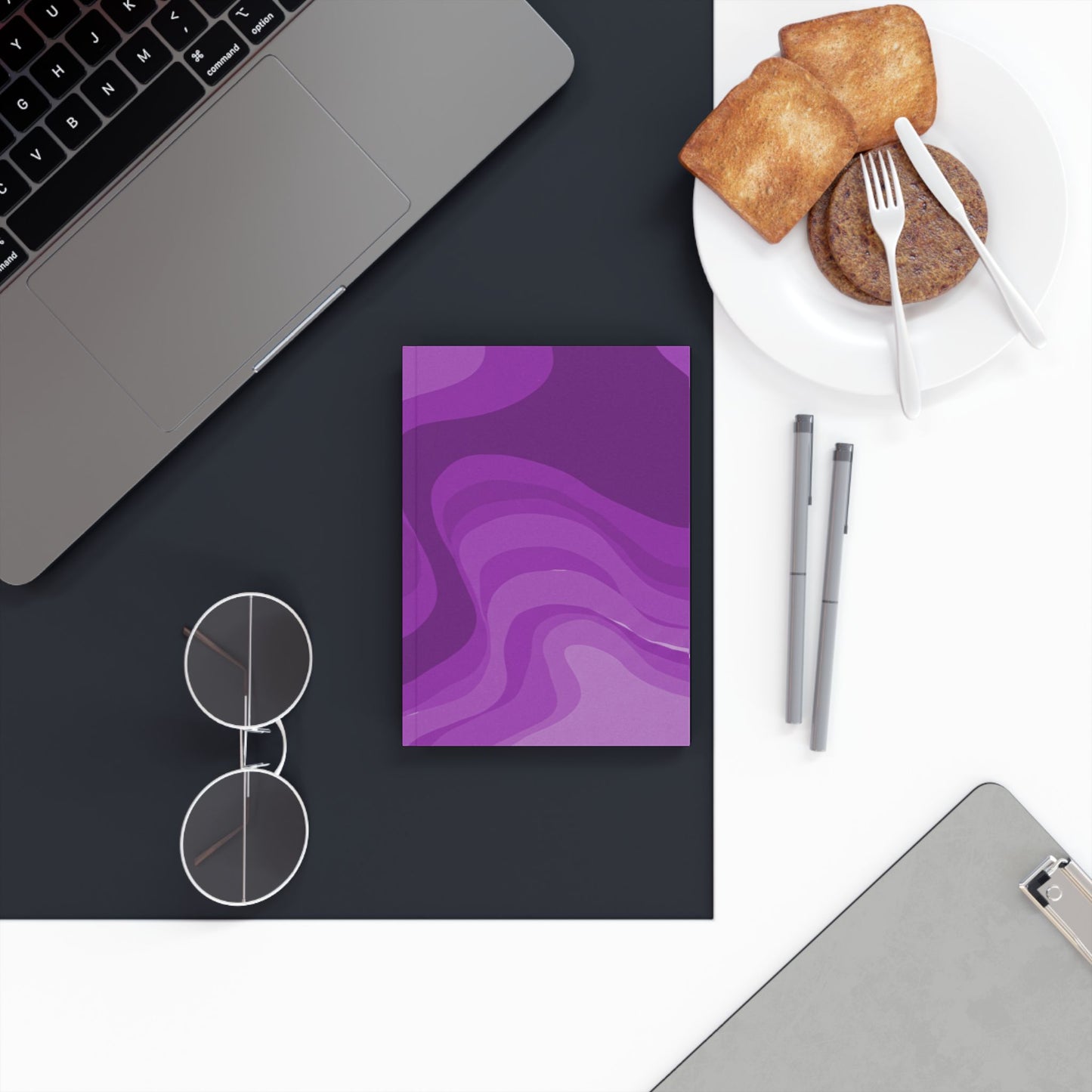 Wavey Purple Wavey 5.2" x 7.4" Hard Backed Journal with 128 blank pages