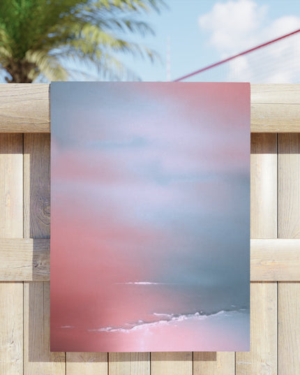Gray Sea Pink Fog Beach Towel, 24" x 44"