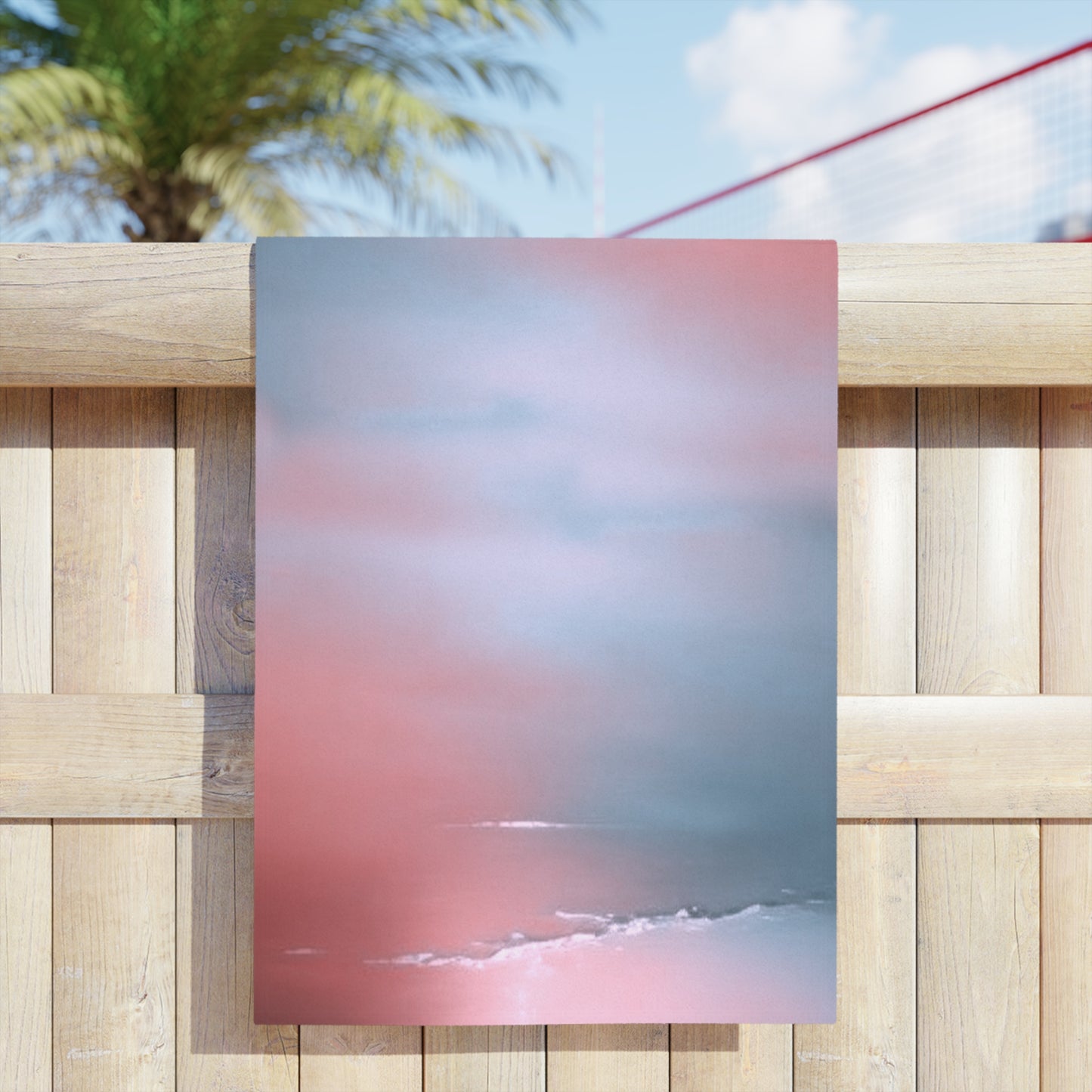 Gray Sea Pink Fog Beach Towel, 24" x 44"