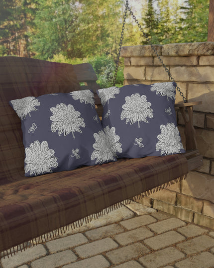 White Floral Butterflies 20" x 20" Outdoor Pillow