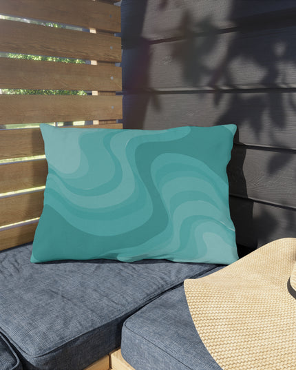 Tif Green Wavey 20" x 14" Outdoor Pillow