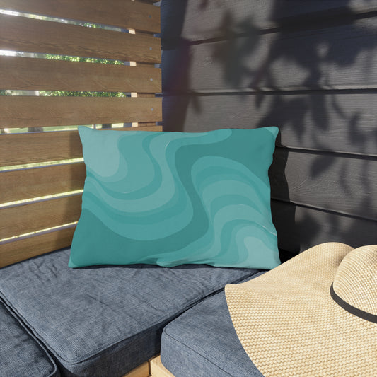 Tif Green Wavey 20" x 14" Outdoor Pillow