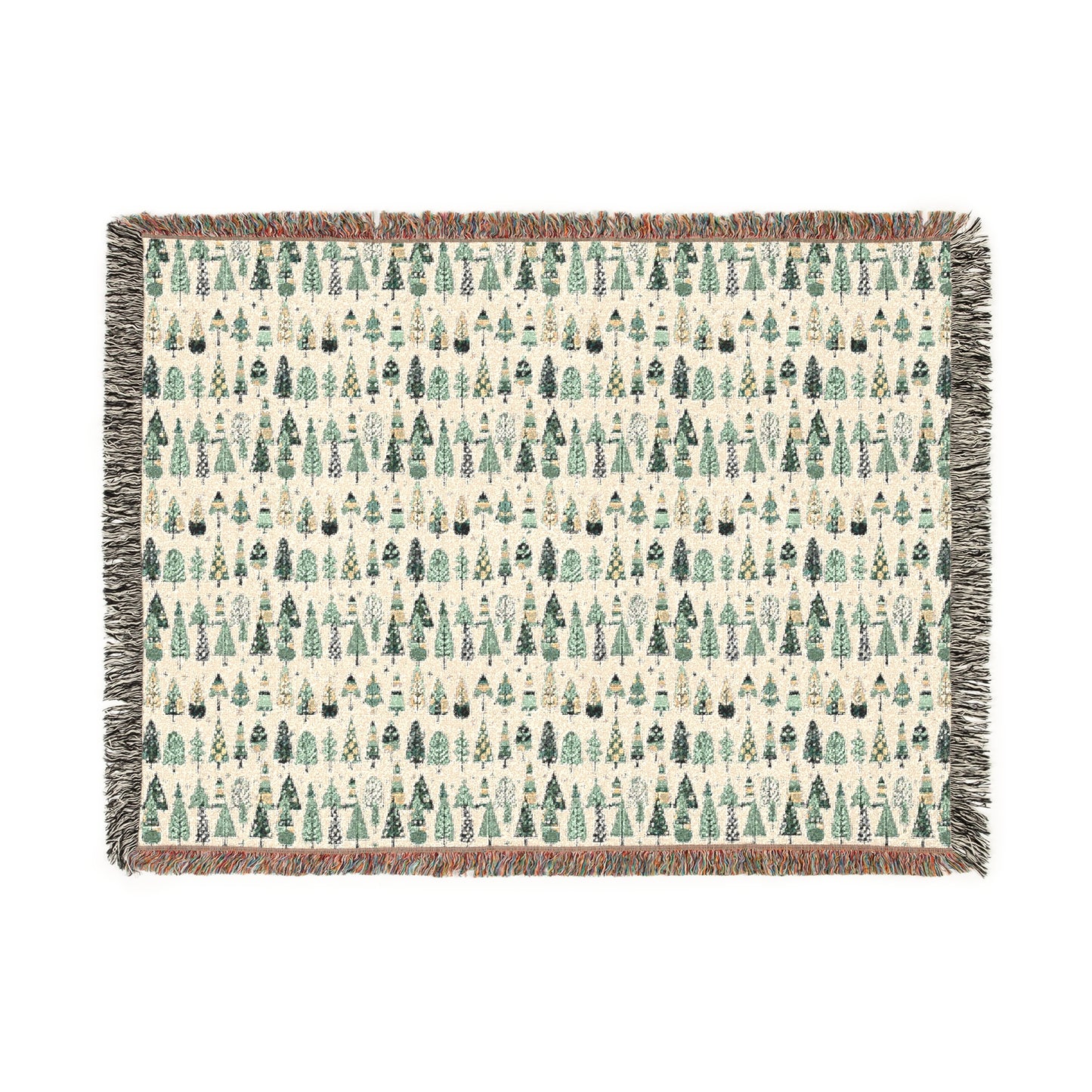 Mini Vintage Green Trees Woven Blanket, 80" x 60"