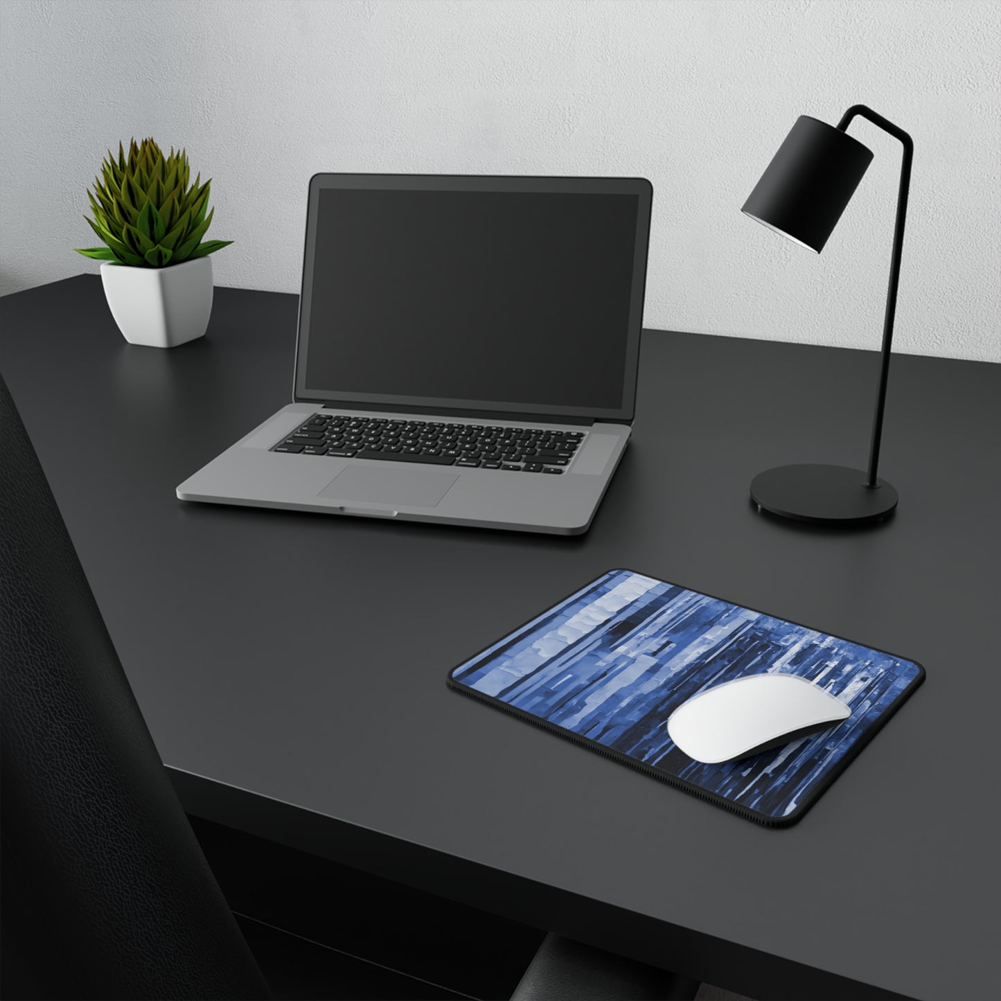 Striped Deep Blue Non-Slip Gaming Mouse Pad, 9.5" X 8" Rectangle