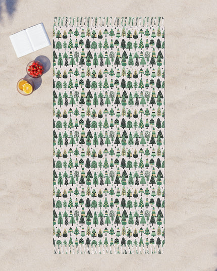Mini Vintage Green Trees 38" × 81" Boho Beach Cloth