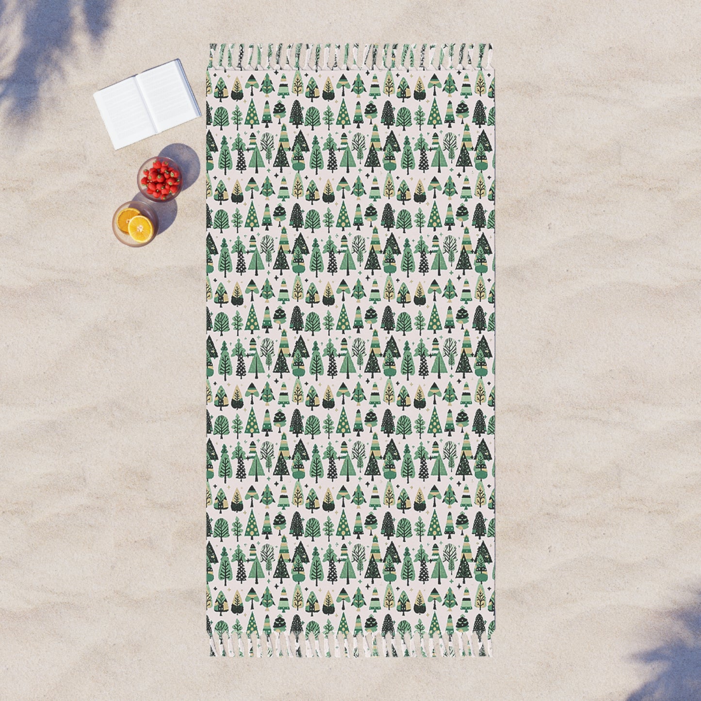 Mini Vintage Green Trees 38" × 81" Boho Beach Cloth