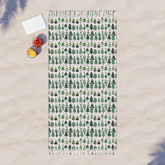 Mini Vintage Green Trees 38" × 81" Boho Beach Cloth