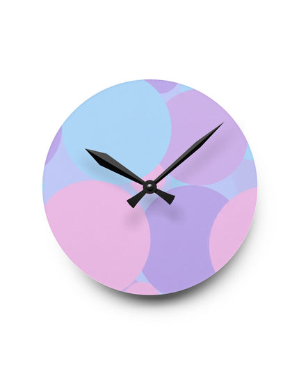 Pastel Purple and Mauve Patches Acrylic Round Wall Clock, 8" x 8"