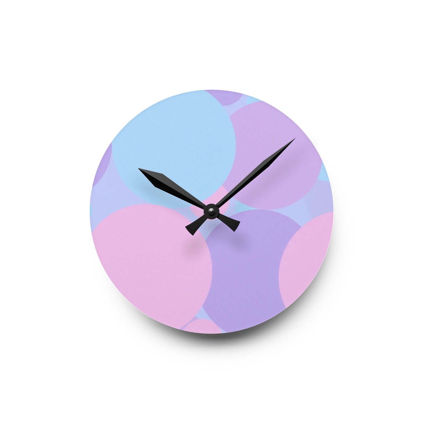 Pastel Purple and Mauve Patches Acrylic Round Wall Clock, 8" x 8"