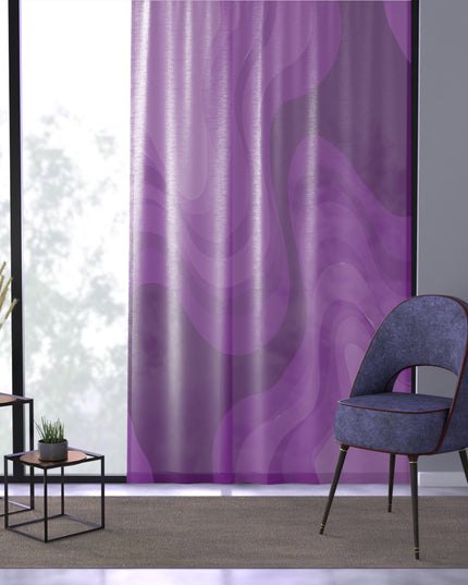 Wavey Purple Wavey Sheer Window Curtain, 50" x 84", partially transparent