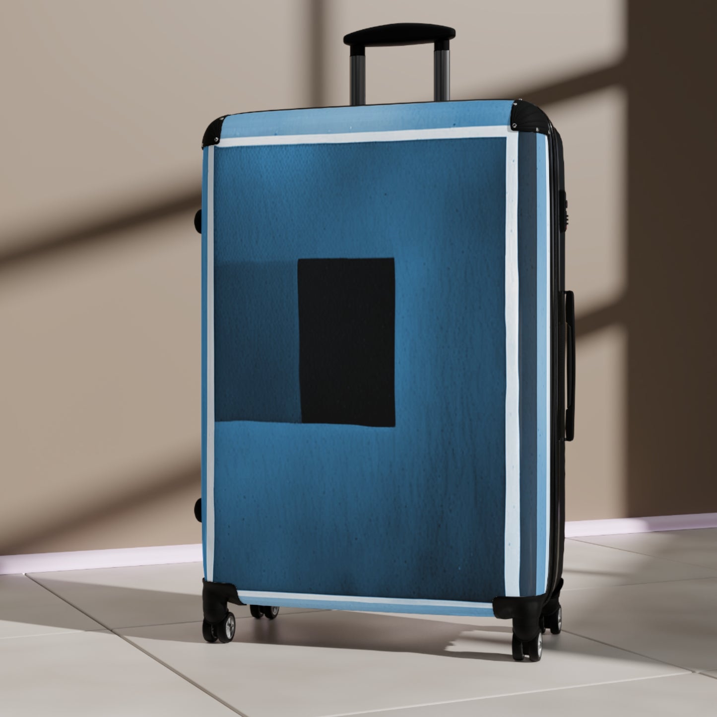 Blue Shadow Large Suitcase with built in lock, 4 double-wheels, telescopic handle, and ABS back hard-shell