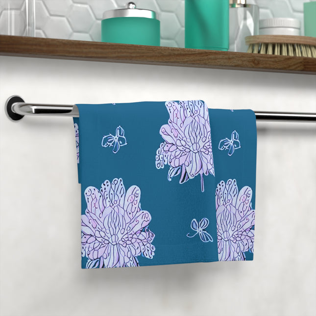 Lavender Floral Butterflies Face Towel, 13" x 13"
