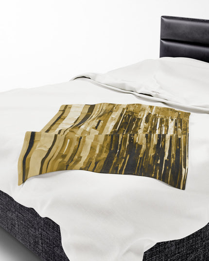 Striped Light Brown Velveteen Plush Blanket, 30" x 40"