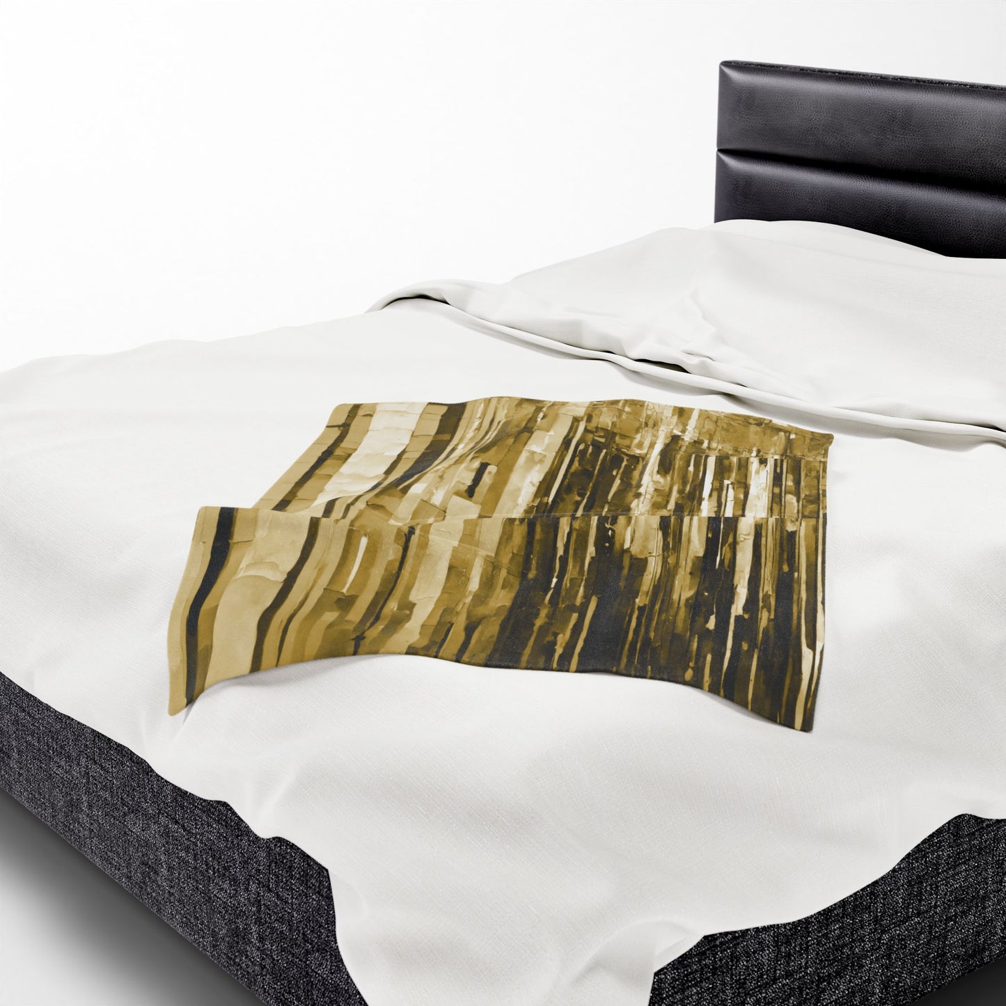 Striped Light Brown Velveteen Plush Blanket, 30" x 40"