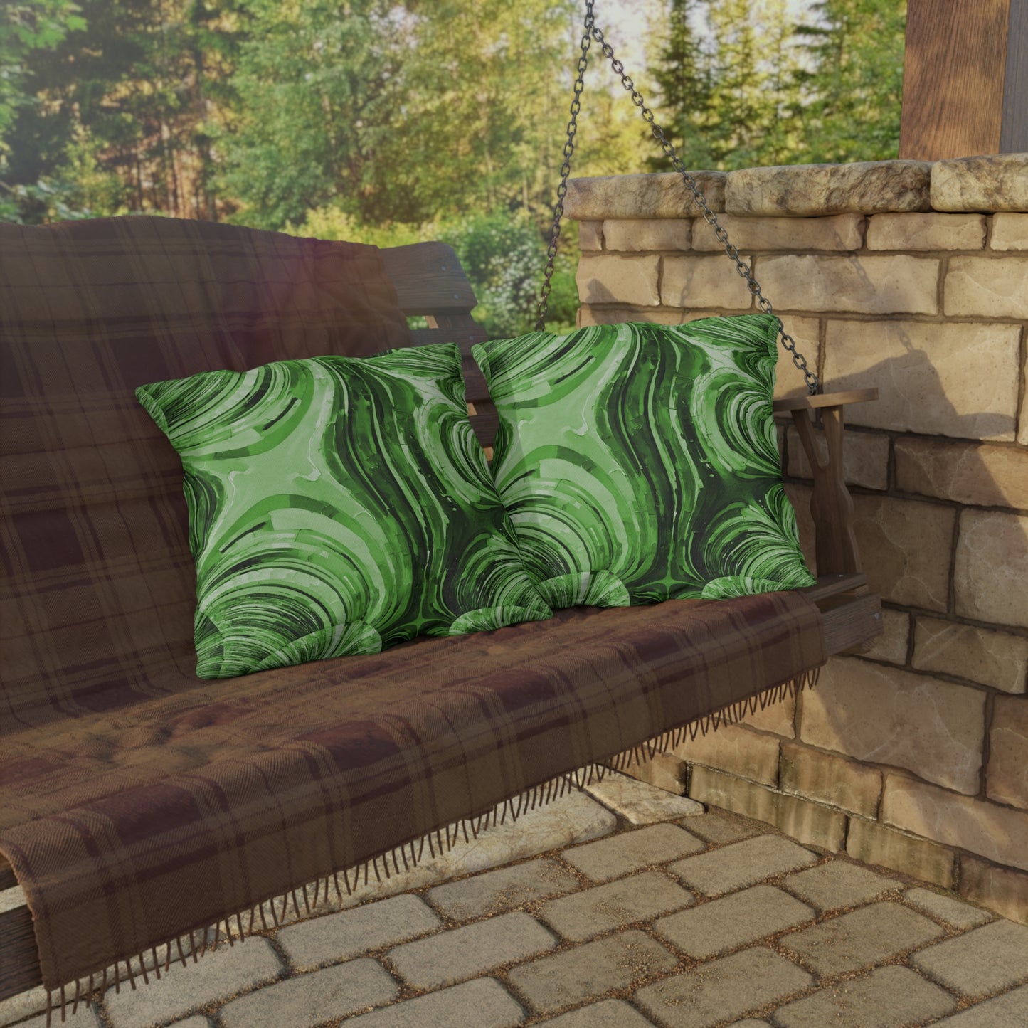 Uzi Spiral Mint Pastel 20" x 20" Outdoor Pillow