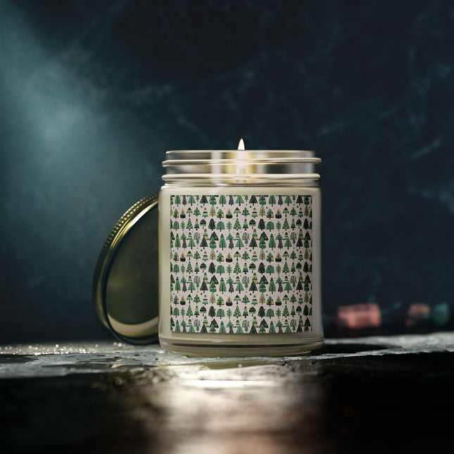 Mini Vintage Green Trees Scented Candles, Coconut Apricot Wax (9oz)