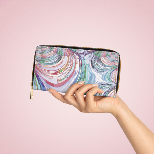 Uzi Spiral Pastels Elegant Abstract Zipper Wallet - Stylish & Functional Accessory for Everyday Use