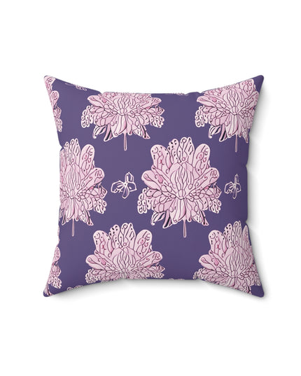 Magenta Floral Butterflies 16" x 16" Faux Suede Square Pillow