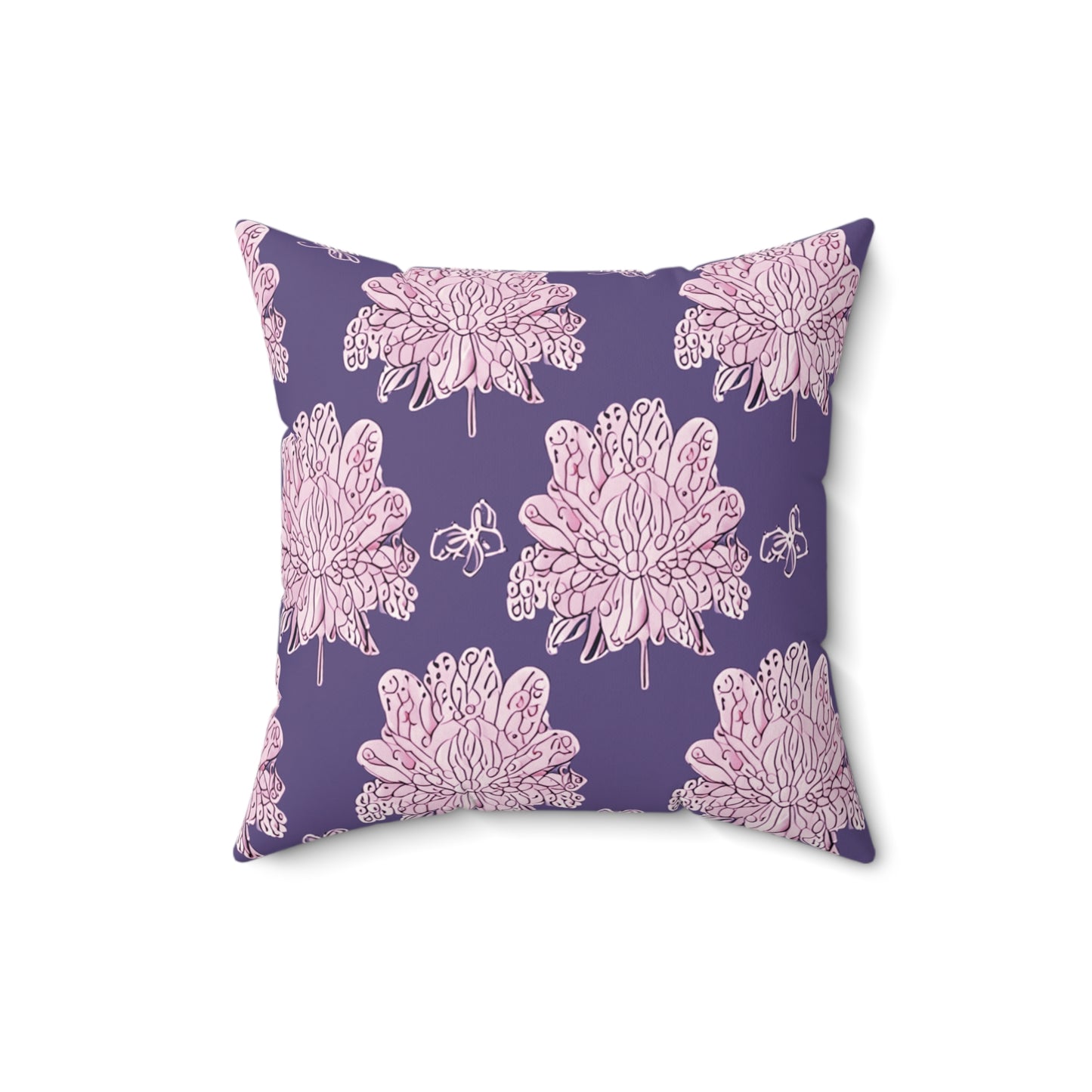 Magenta Floral Butterflies 16" x 16" Faux Suede Square Pillow