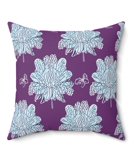 Blue Floral Butterflies 20" x 20" Faux Suede Square Pillow