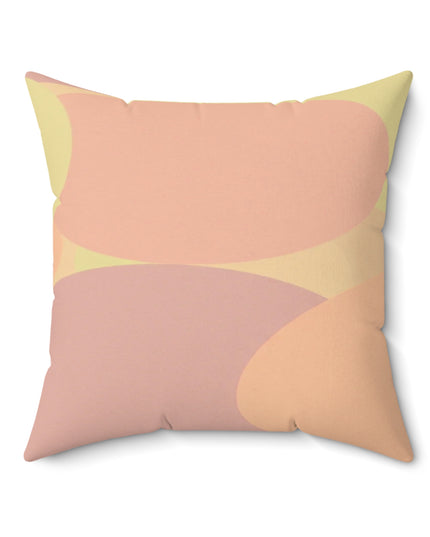Pastel Hot Peach Patches 20" x 20" Faux Suede Square Pillow
