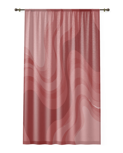 Power Red Wavey Sheer Window Curtain, 50" x 84", partially transparent