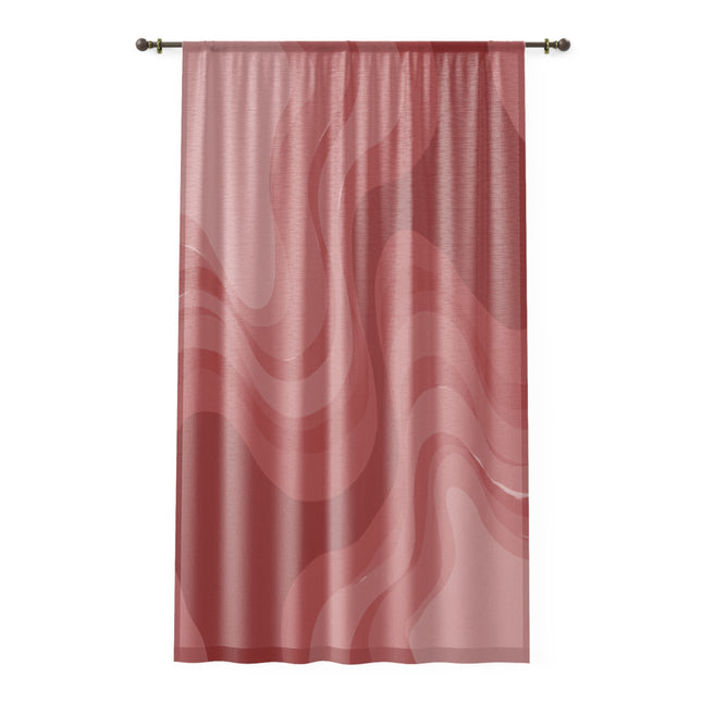 Power Red Wavey Sheer Window Curtain, 50" x 84", partially transparent