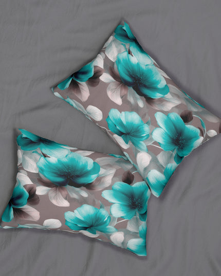 Tif Green Gray Floral Bunch Spun Polyester Lumbar Pillow, 20" x 14"