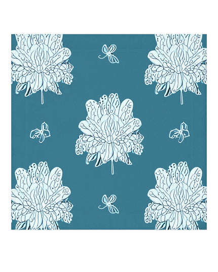 Tif Green White Floral Butterflies Face Towel, 13" x 13"