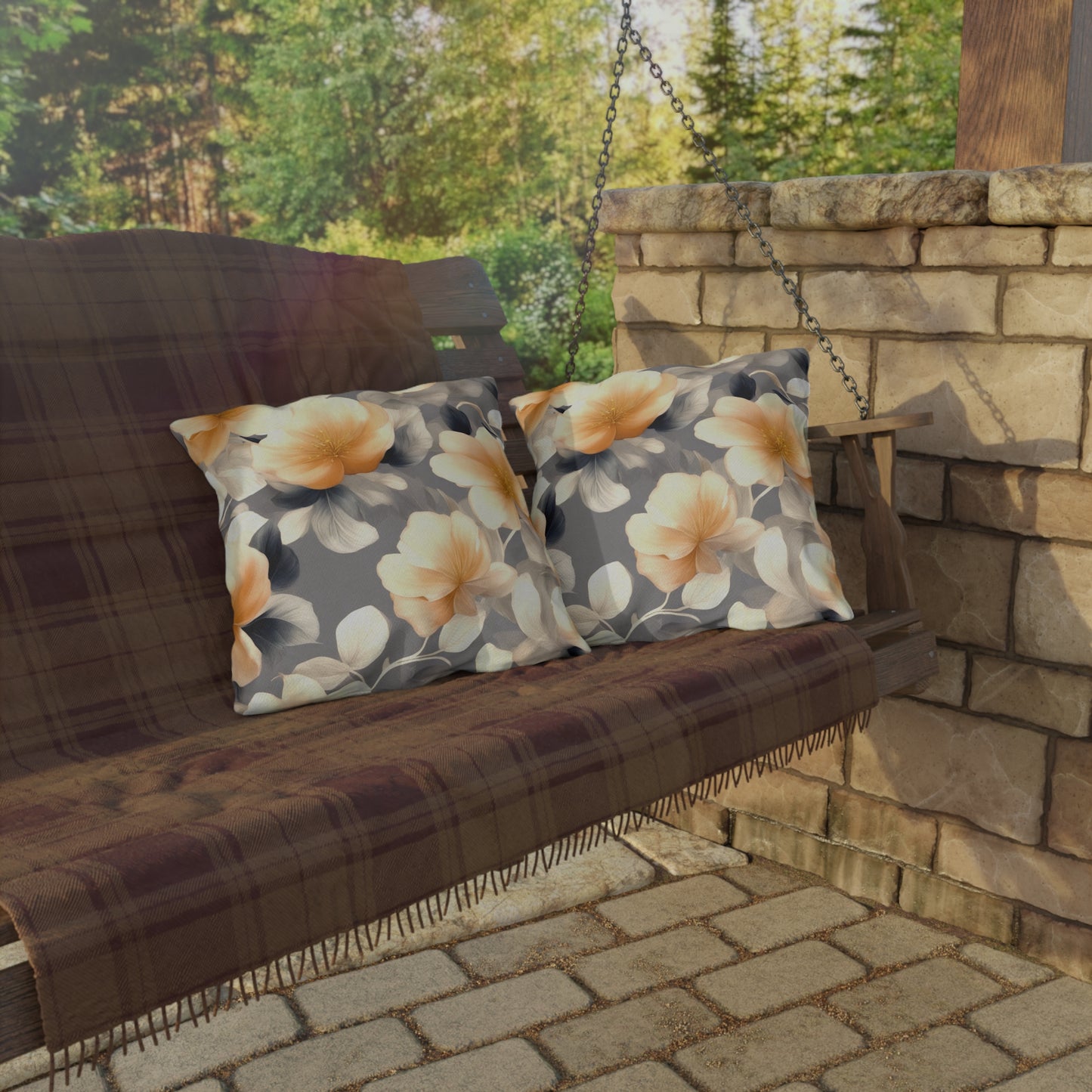 Soft Blossom Floral Bunch 18" x 18" Outdoor Pillow