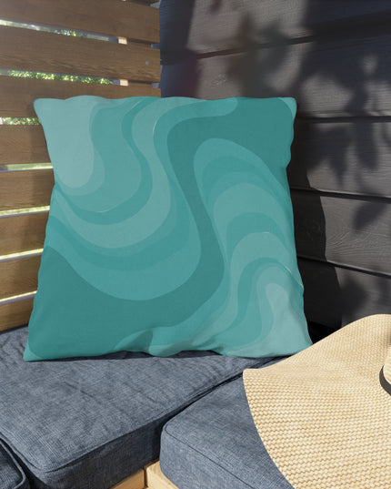 Tif Green Wavey 20" x 20" Outdoor Pillow