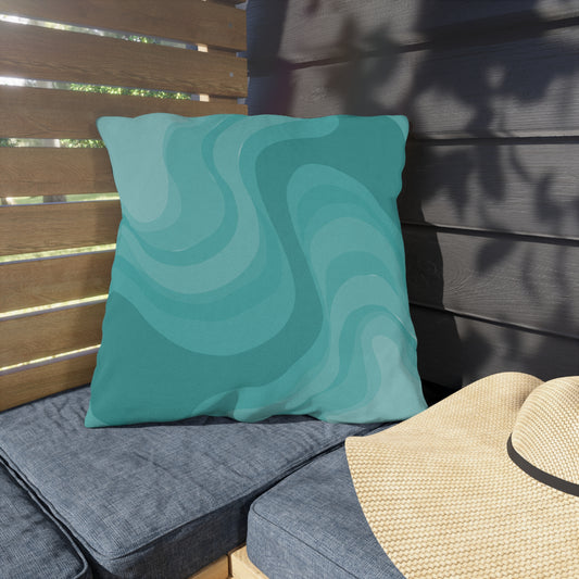 Tif Green Wavey 20" x 20" Outdoor Pillow