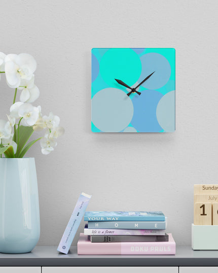 Pastel Tan and Tif Patches Acrylic Wall Clock, Round or Square, 10.75" x 10.75"