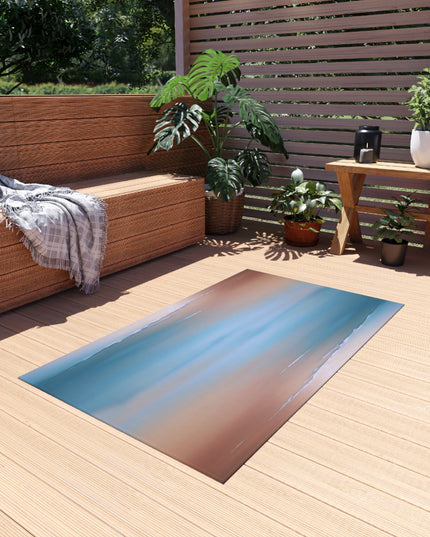 Blue Sea Peach Fog Outdoor Rug, 36" x 60"
