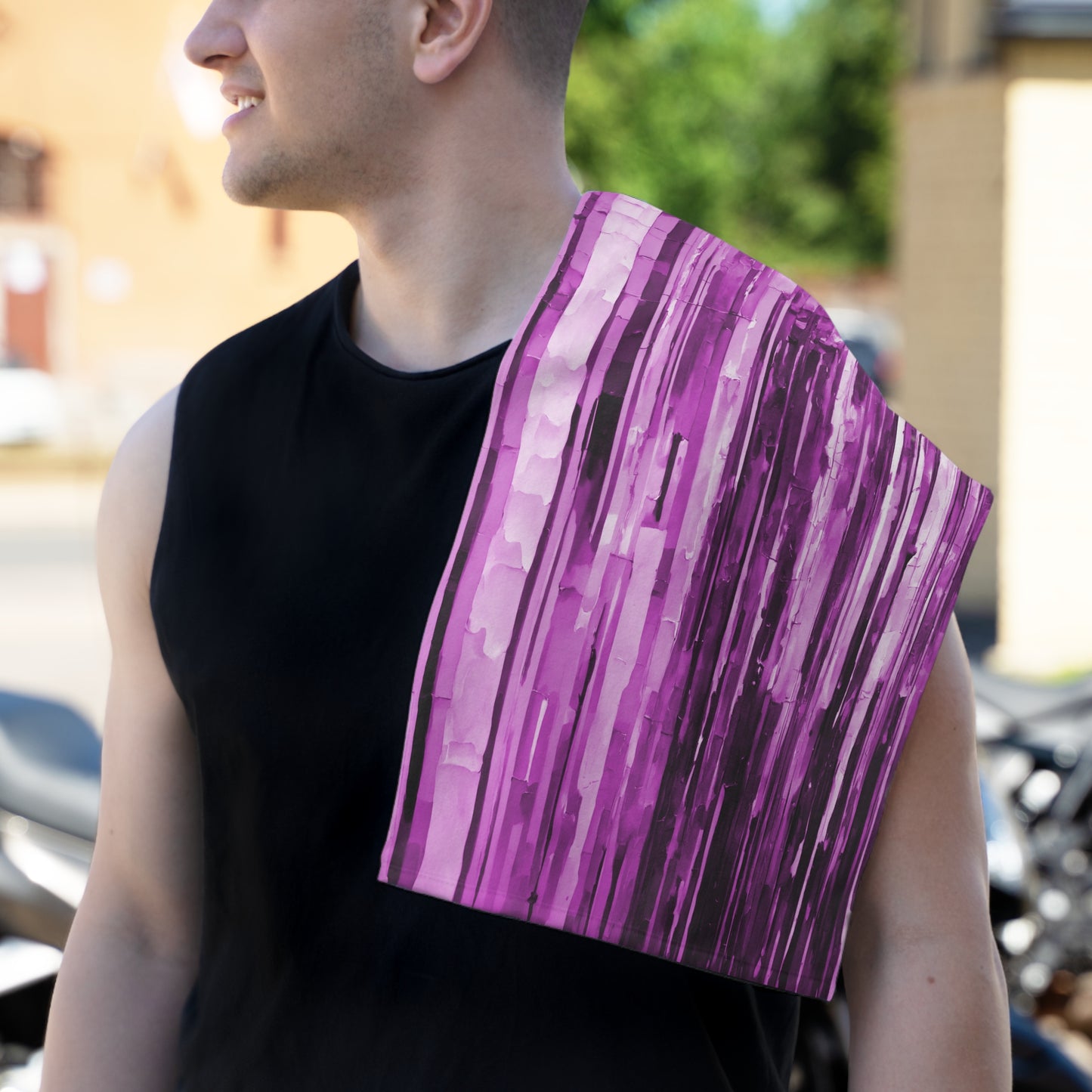 Striped Powder Lavender Rally Towel, 11" x 18"